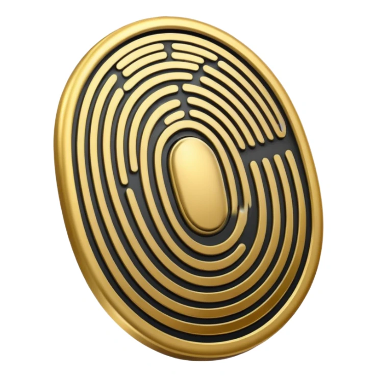 I want a logo that shows that you can create your own digital fingerprint, so that the logo is a fingerprint, but in a futuristic and professional way, and it looks very elegant, using colors that make it look like it belongs to the wealthy. sticker