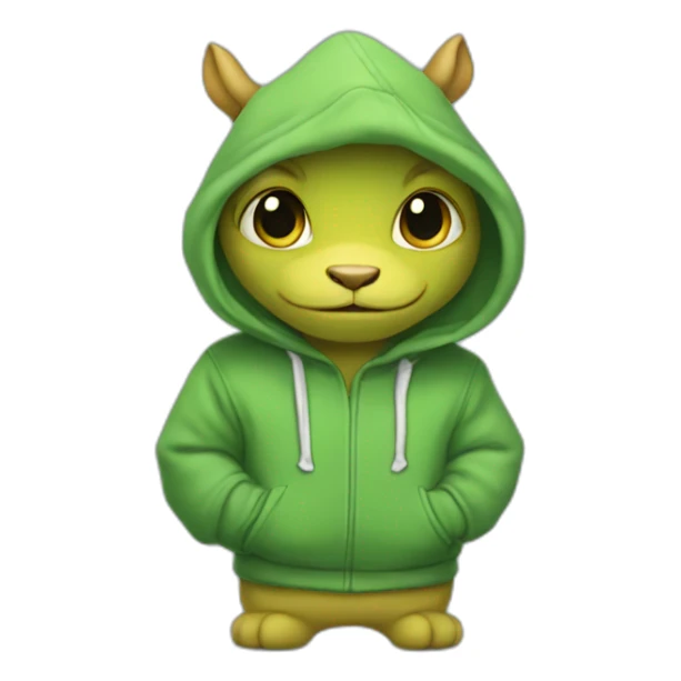 The little dragon is dressed in a hoodie sticker