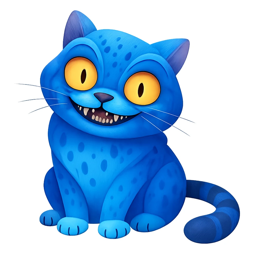 Extract only the blue cat character from the image, place it on a transparent background, and keep the original style and appearance exactly as shown in the reference image. sticker