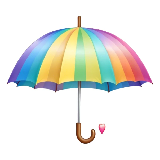 
pastel umbrella and rain in the form of rainbow hearts sticker