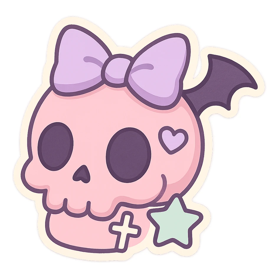 pastel goth objects, show one sticker