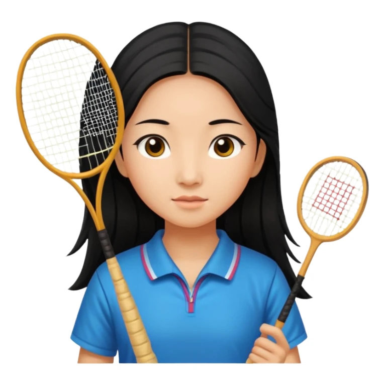 ancient chinese girl with badminton racket sticker