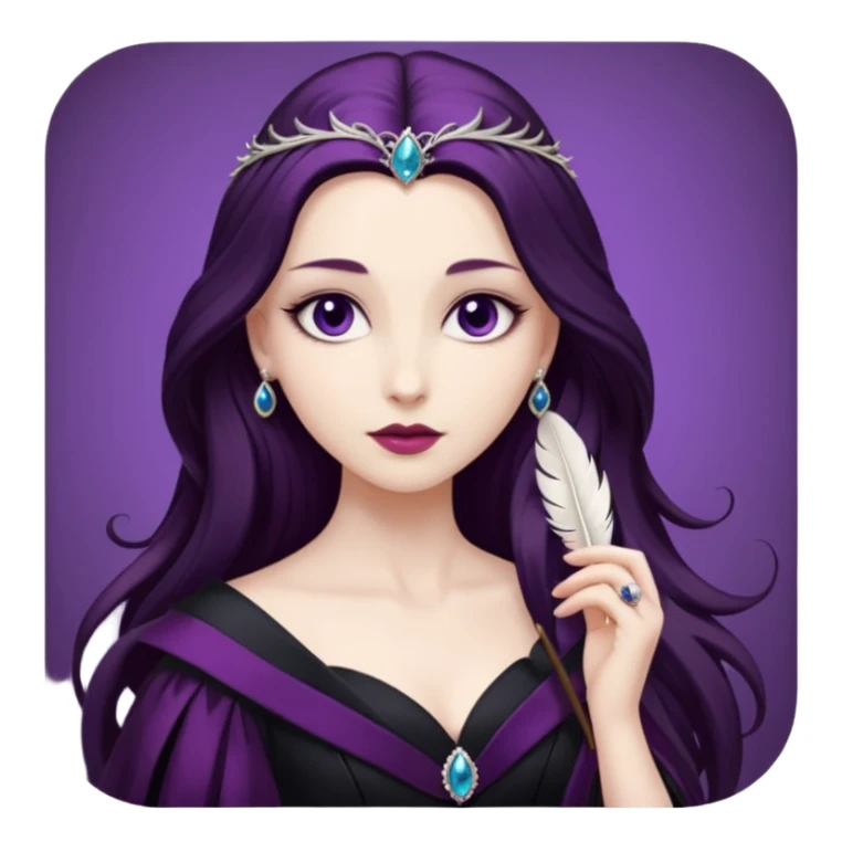 feather brooch + plum black gown,Shadow Princesses. sticker