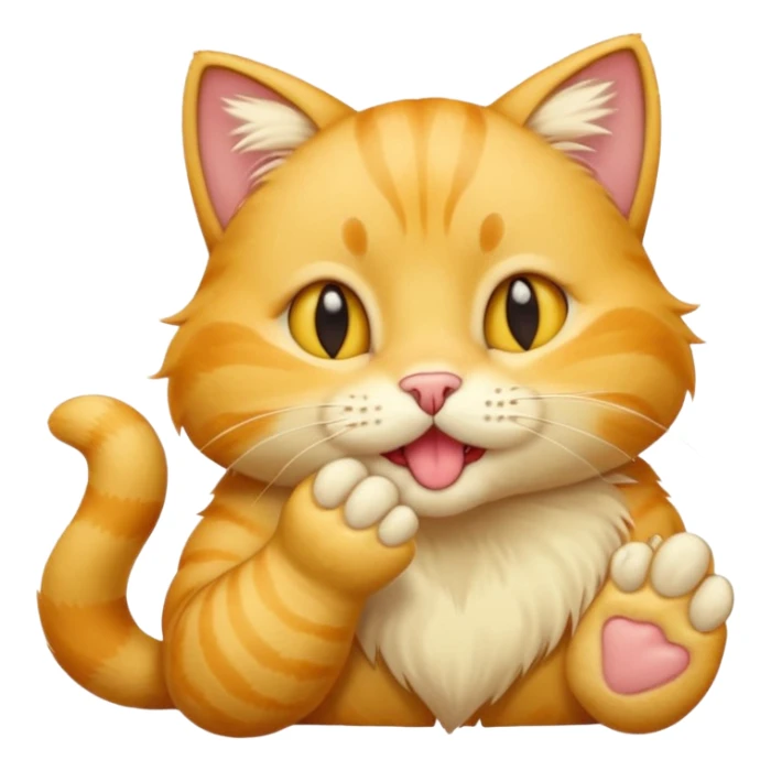 gato amarelo a lamber a pata sticker