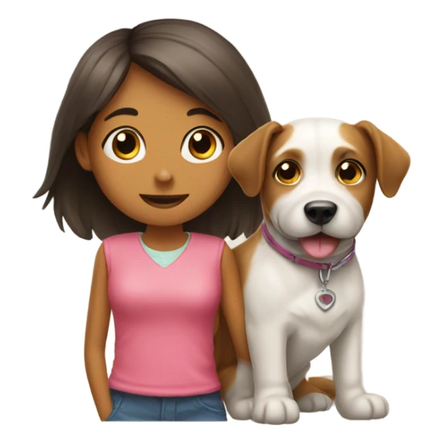 A dog with a girl sticker