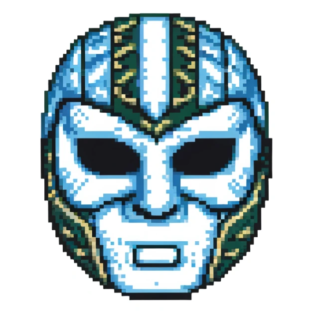 forest green, cream, and Carolina blue luchador mask sticker