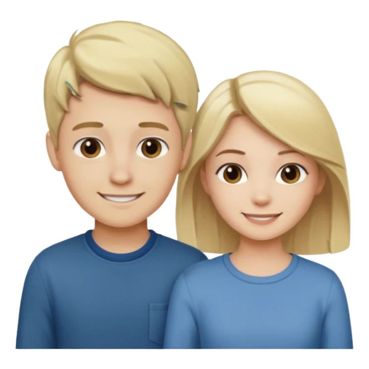 blonde boy smiling with pale brunette girl sticker