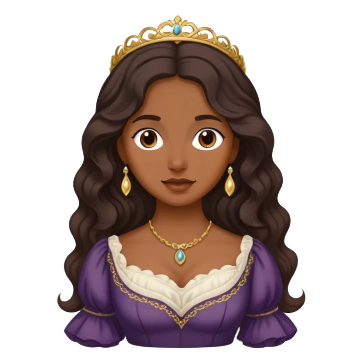 lady with medium brown skin, long wavy dark hair, soft features regency dress sticker