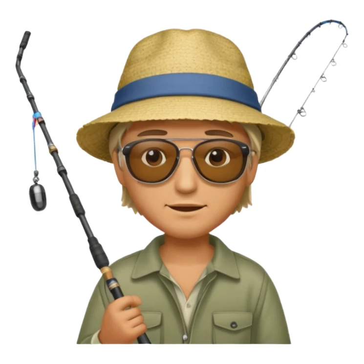 a man holding a fishing rod sticker