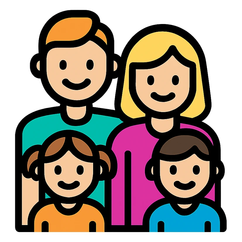 family icon, modern color outline, friendly and inclusive sticker