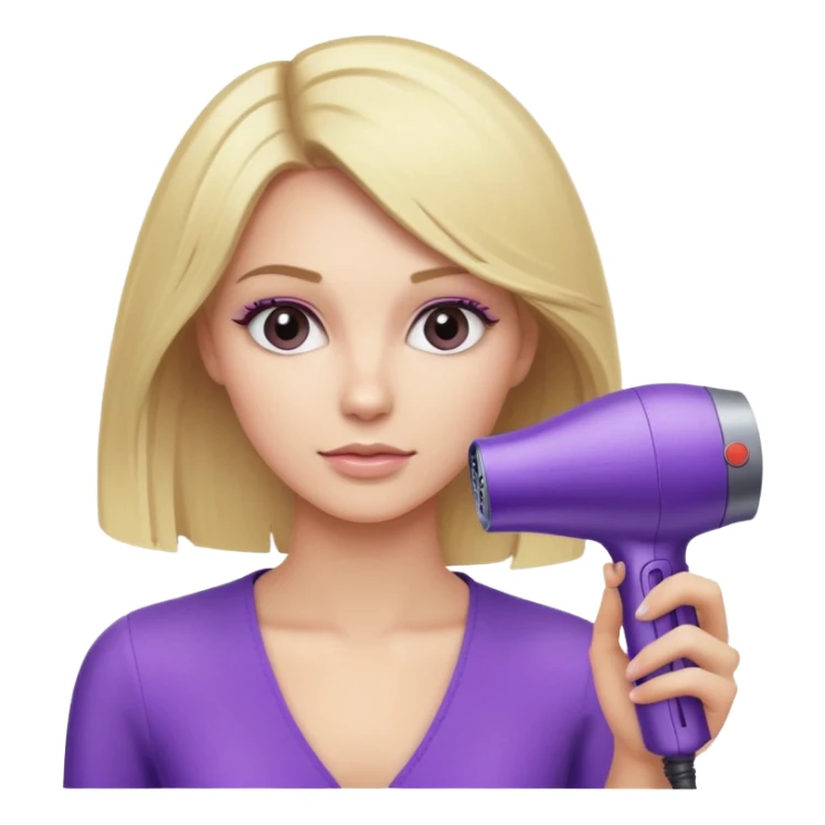 blonde using a purple Dyson hair dryer sticker