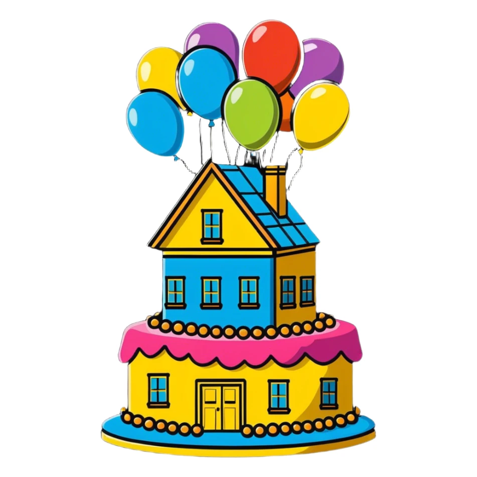 Up movie house cake for birthday  sticker