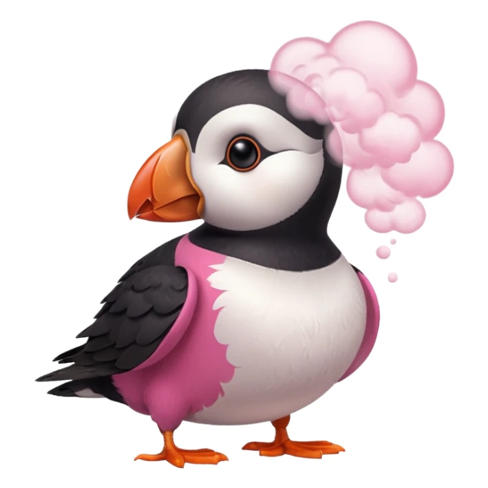 pink puffin steam blow steam sticker