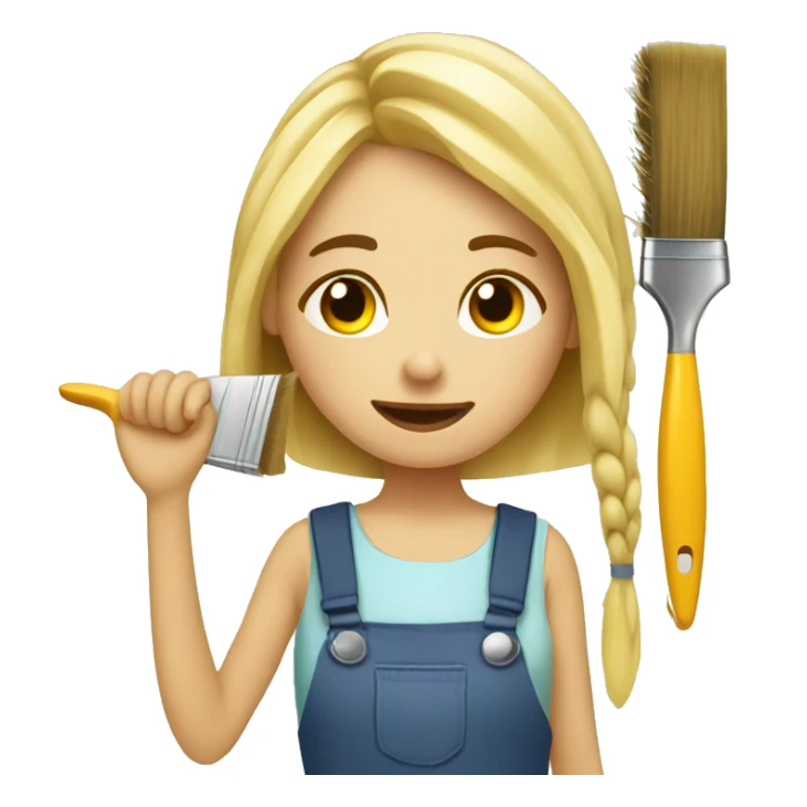 blonde girl tired with a brush for repairs home renovation sticker