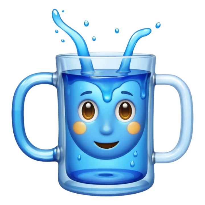 A large clear glass mug with a bright blue liquid inside. sticker