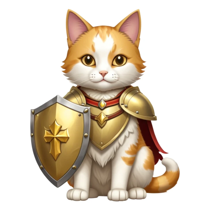 heroic paladin cat with golden holy shield sticker