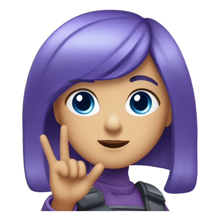 girl with (purple hair), (blue eyes), (saluting pose) sticker