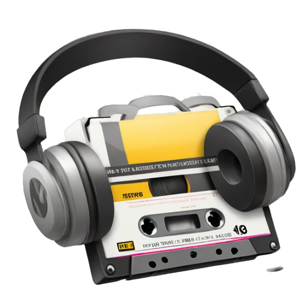 Cassette tape and headphones sticker