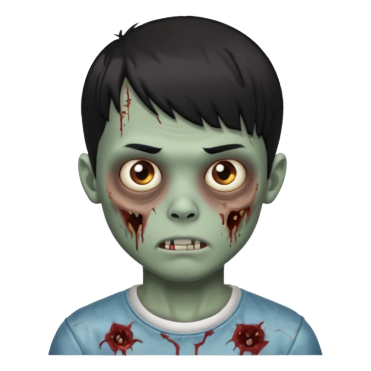 zombie boy cabelo meio curto preto com franja sticker