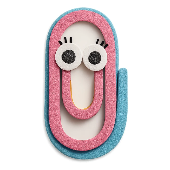 a playful and cute paperclip with googly eyes and eyelashes sticker