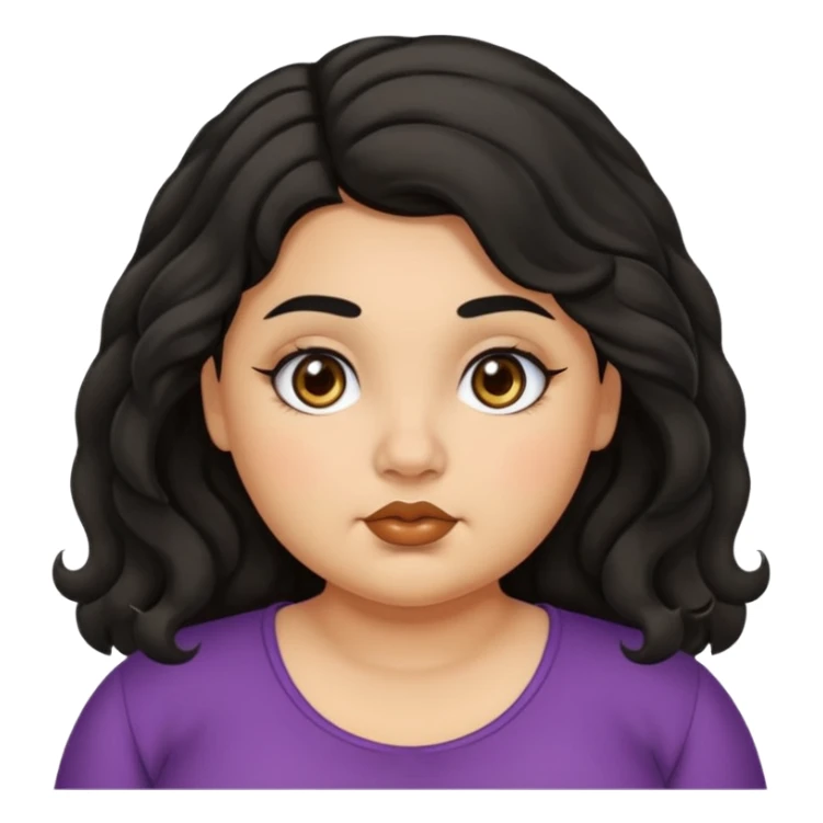 chubby girl with olive skin tone , thick eyebrows , thick nose  and black wavy hairs sticker