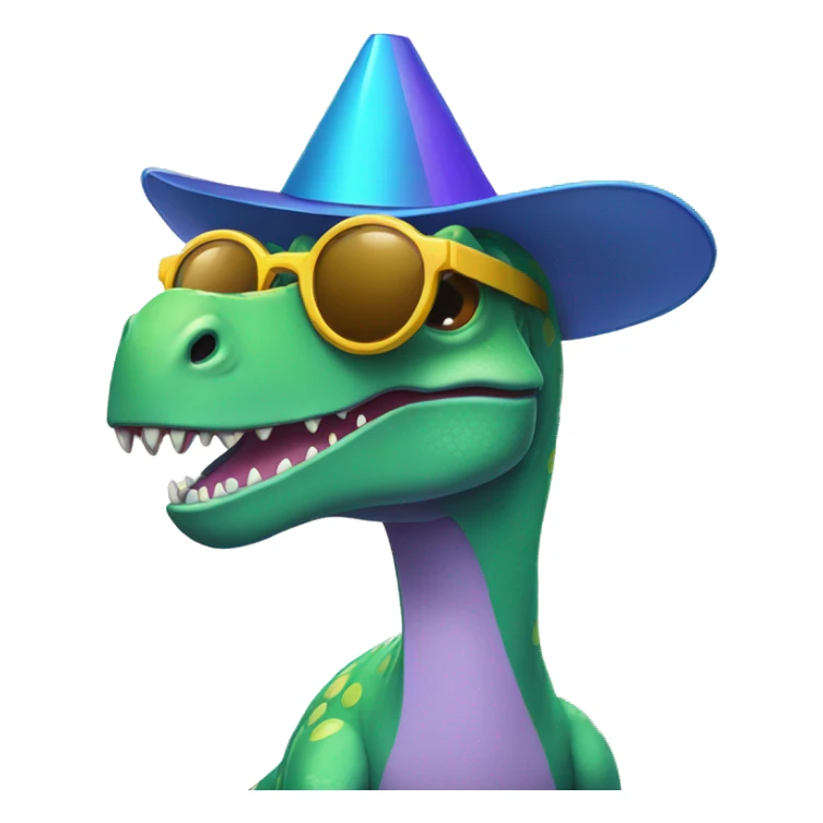 dinosaur partying with party hat and sunglasses sticker
