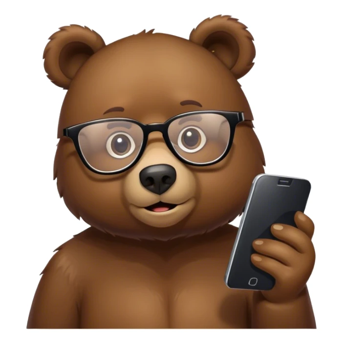 A bear with a smartphone and wearing glasses  sticker
