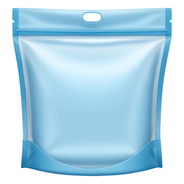empty freezer bag, transparent, resealable, air inside, zipper seal, soft folds, light blue or clear, frosted, no food, label, or branding, soft lighting, emoji scale sticker