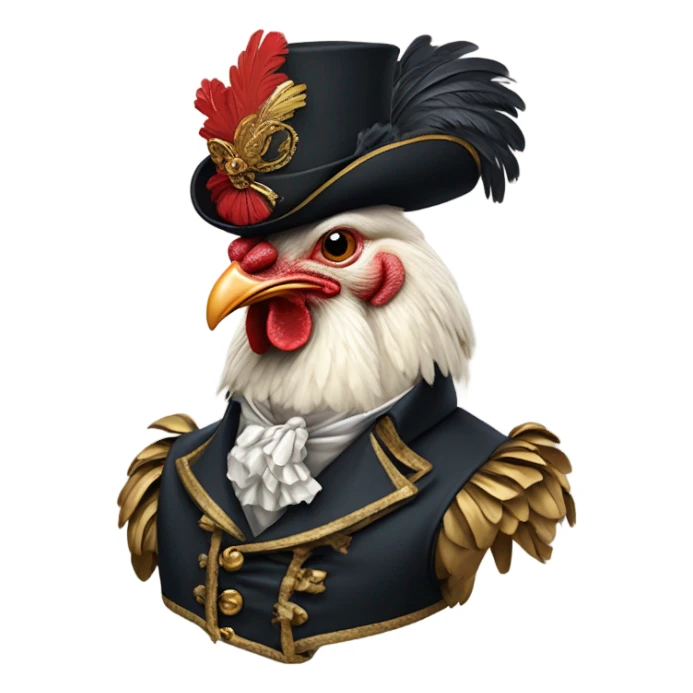 Chicken dressed for party at versailles in Napoleonic times sticker