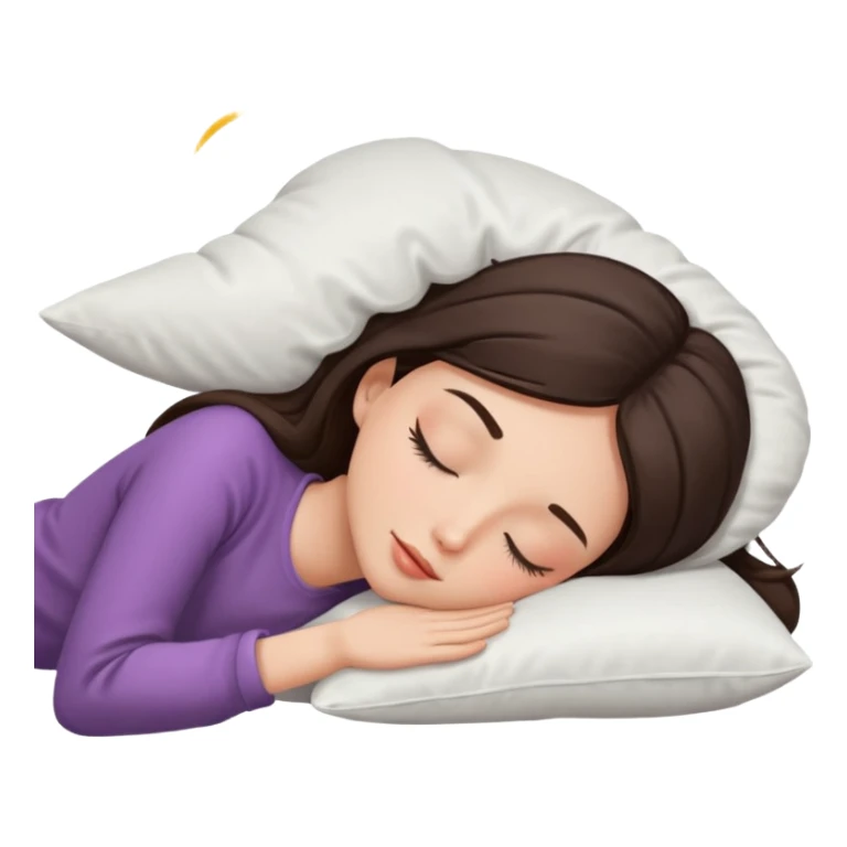 a beautiful brunette girl sleeping with a white pillow under her head  sticker