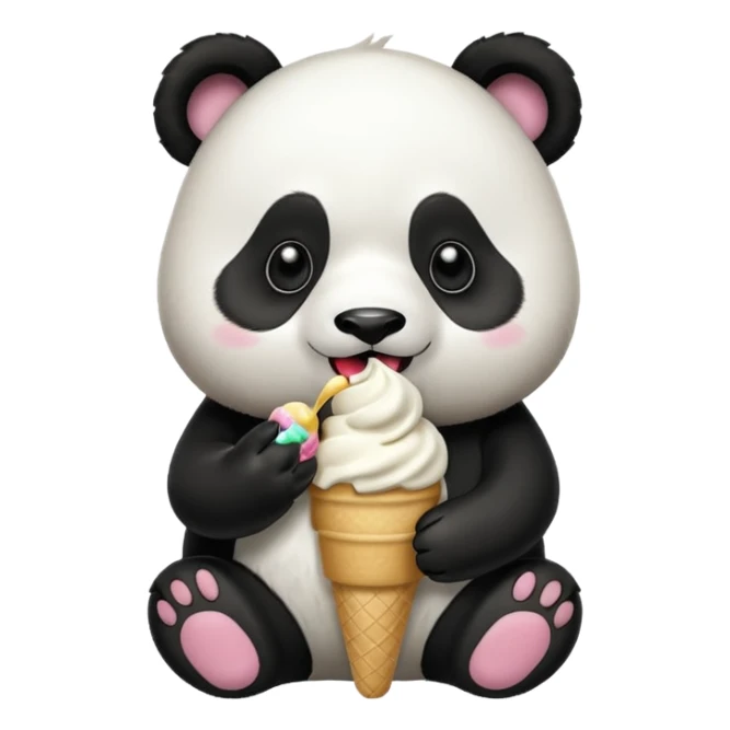 Panda eating ice cream sticker