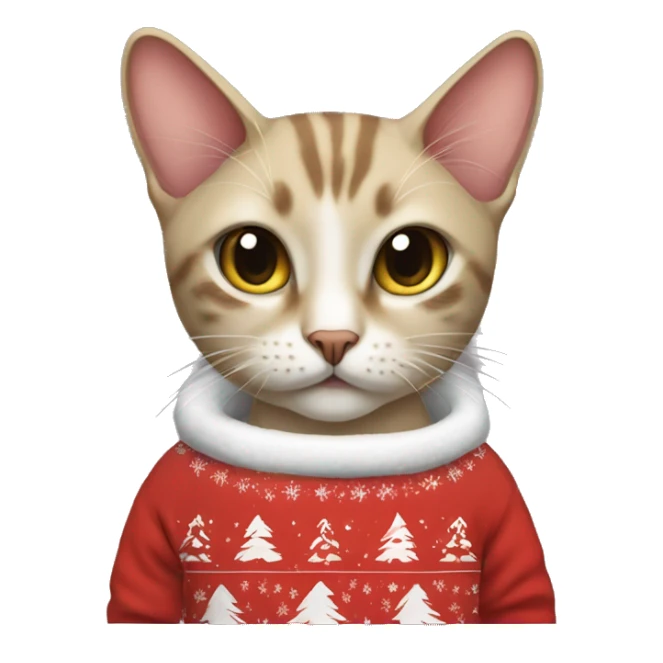 Siam cat wearing christmas Sweatshirt  sticker