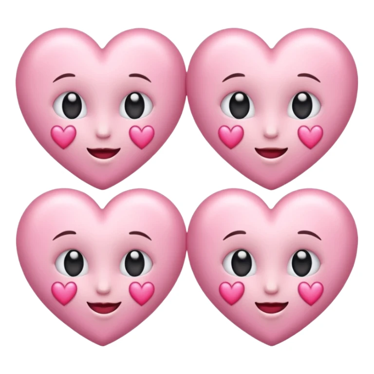 Generate luxe silk satin look emoji sets about love at first sight using baby pink and white colour.  sticker