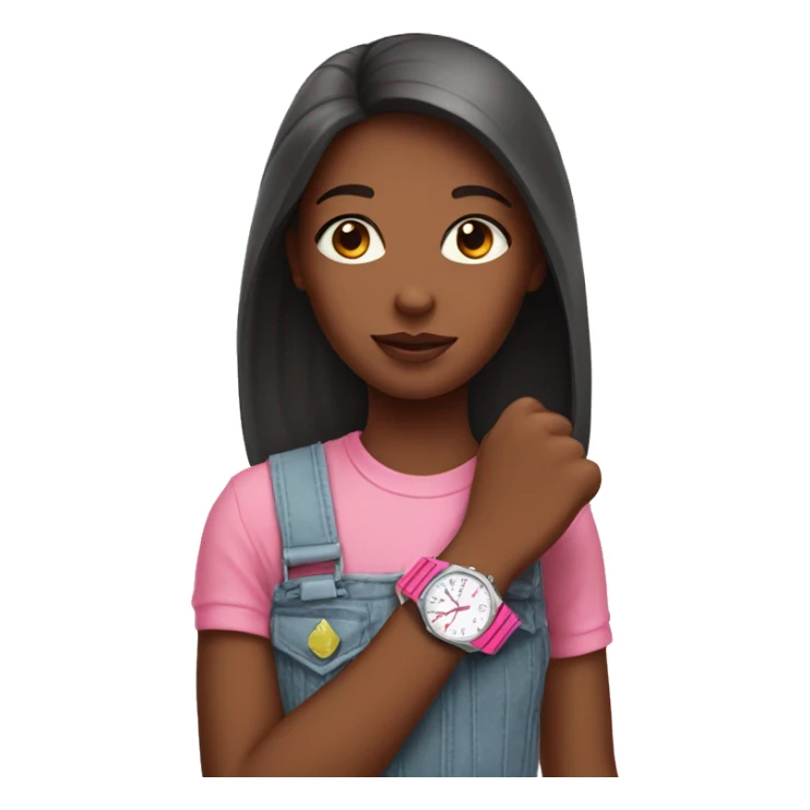 A girl with pink watches on her hand sticker