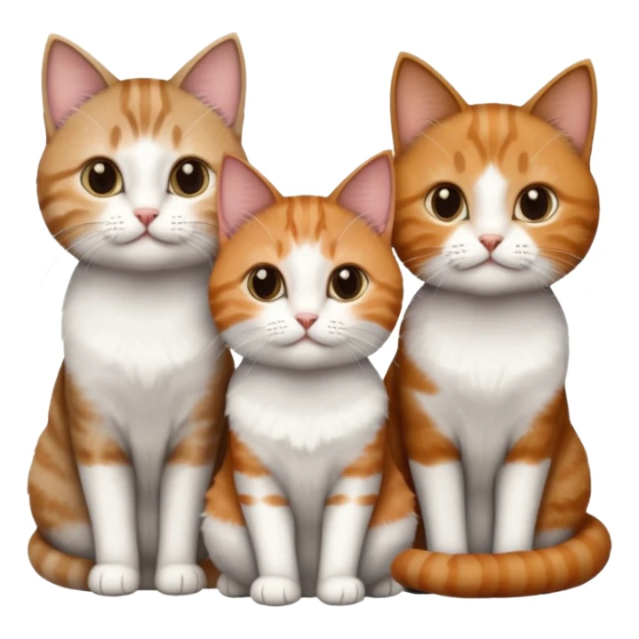 3 different coloured tiny short haired cats, including a dark grey and white cat, a ginger and white and a brown tabby and white sticker