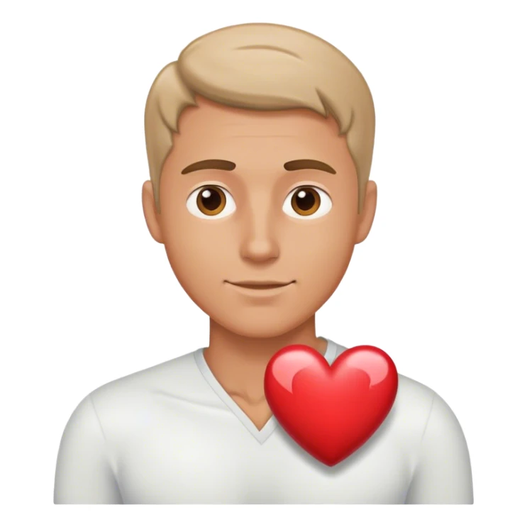 white man showing heart sticker