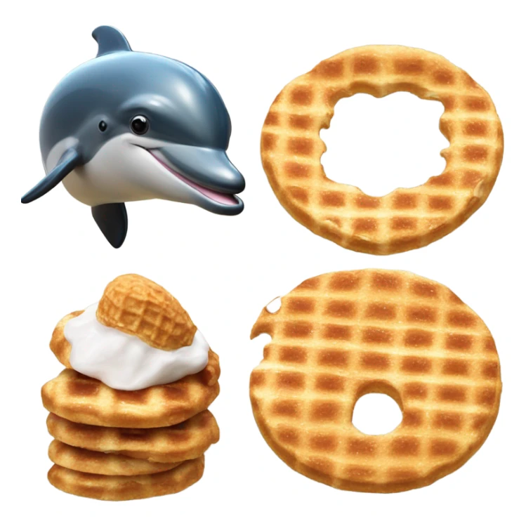 a dolphin who is both german and a police officer eating a stroopwafel sticker