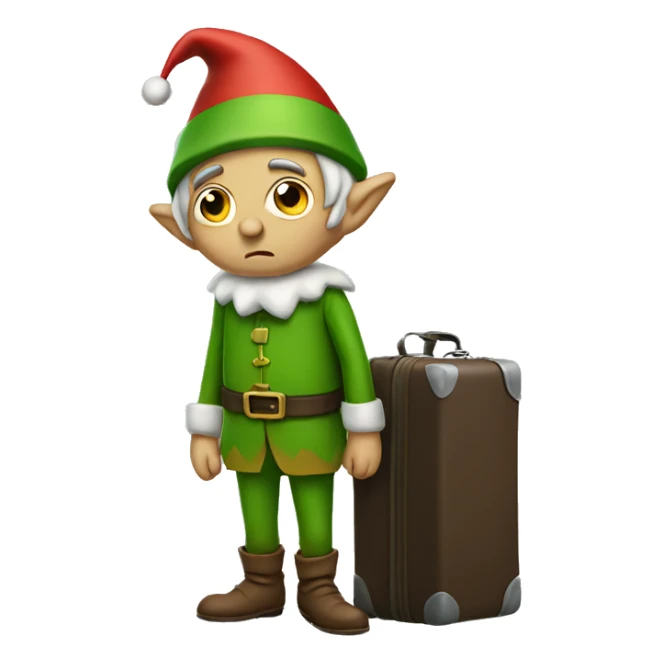 Sad Elf with suitcase sticker