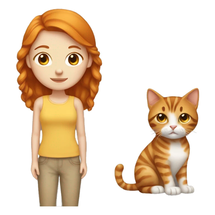 ginger girl with brown tabby cat sticker