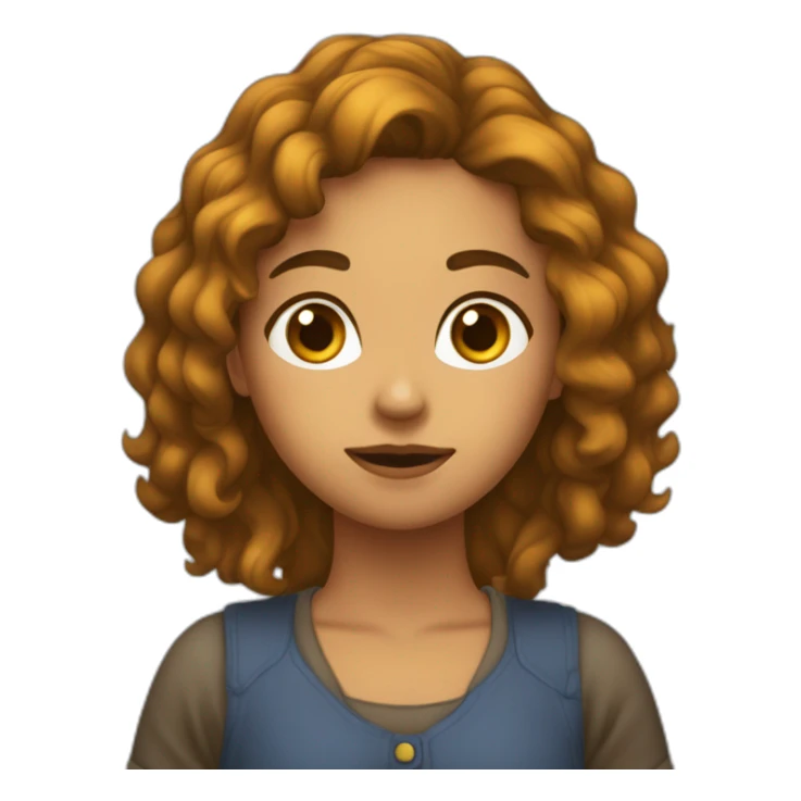 Chica caucásica pelo marrón largo ondulado llorando sticker