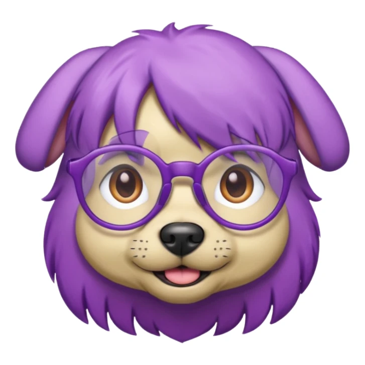 purple haired dog wearing glassess sticker
