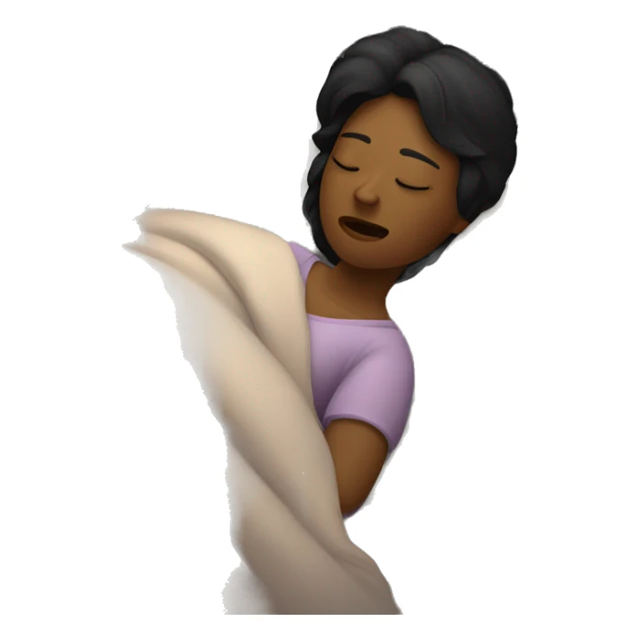 A black-haired woman sleeping while snoring. no dark cricle sticker