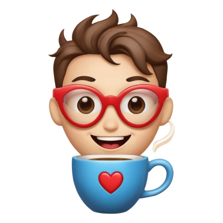 superhero head, coffee creature, heart glasses, laughing with tears in eyes sticker
