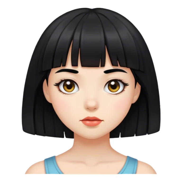 chica de pelo negro con flequillo y piel blanca sticker