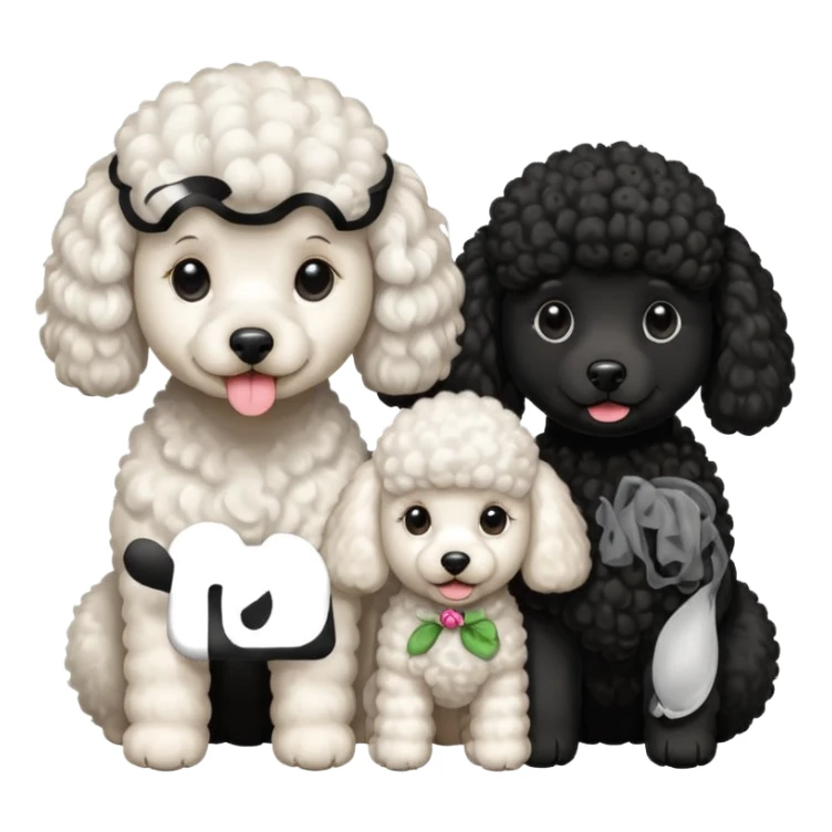 1 poodle blanca y 2 poodle negras sticker