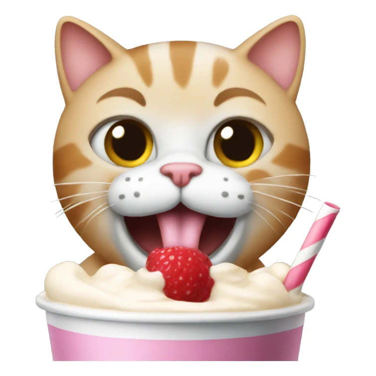A cat that looks said drinking a milkshake  sticker