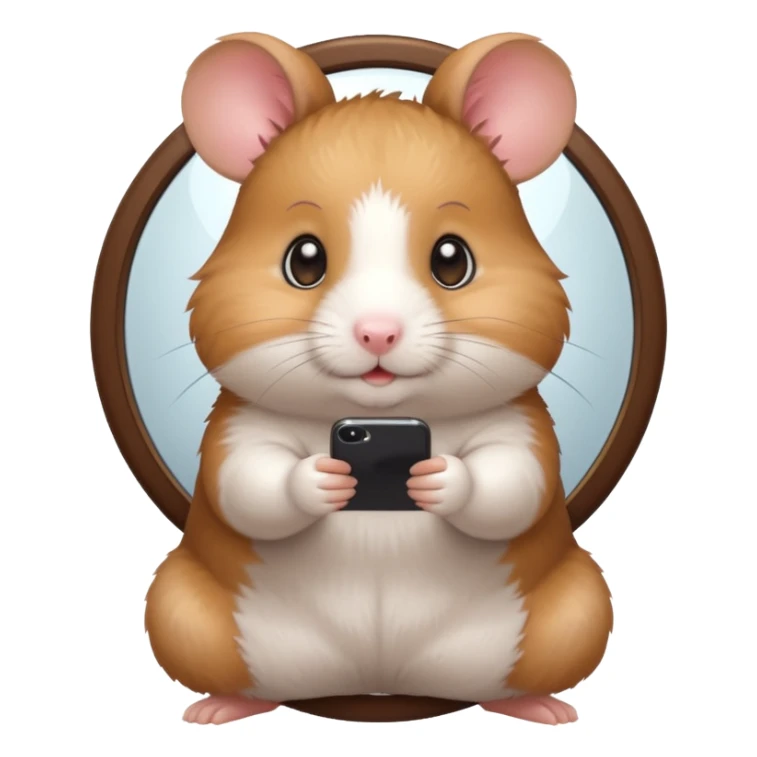 cartoon-style hamster taking mirror photo with latest iphone sticker