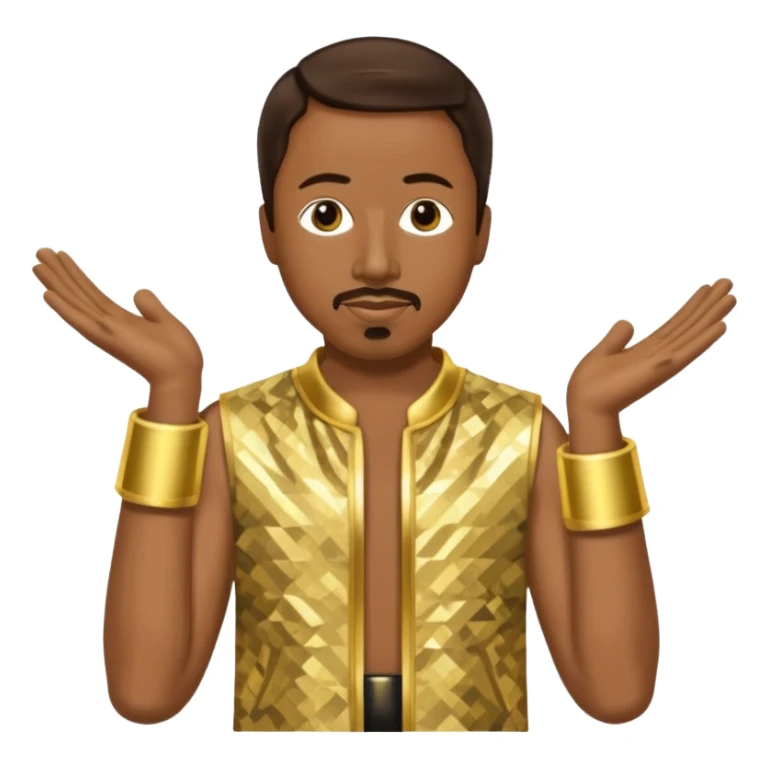 MC Hammer with dark brown hair, gold outfit sticker