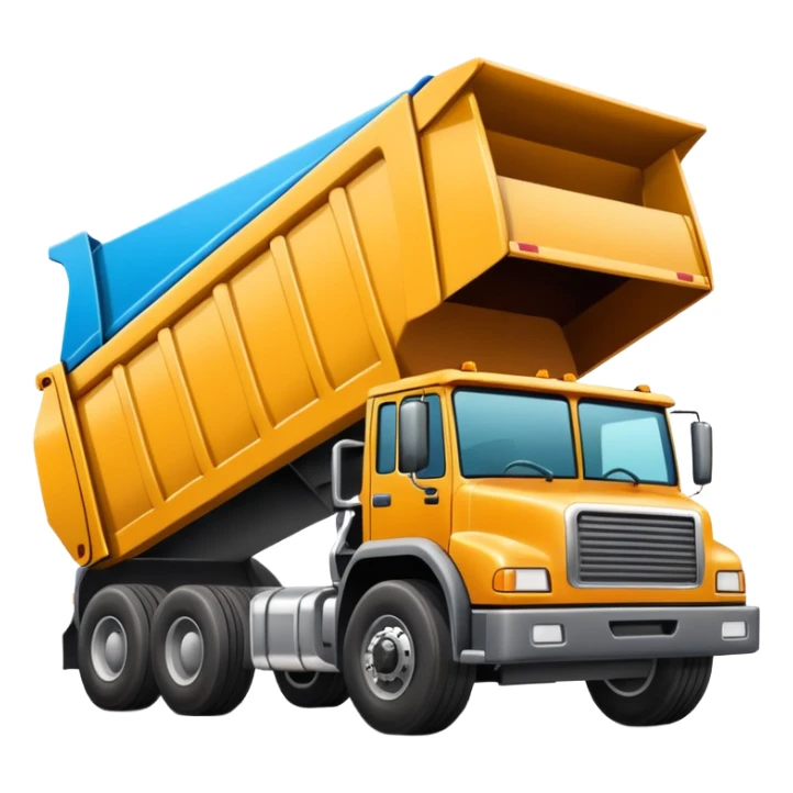 cartoon dump truck tipping over, spilling photographs sticker