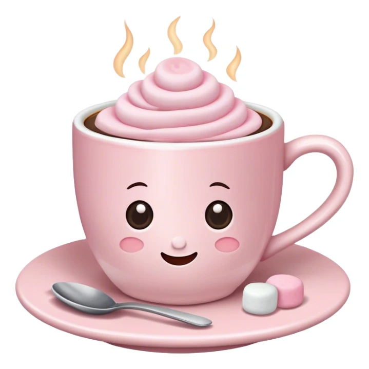 coffee in a light pink cup with marshmallows on top  sticker
